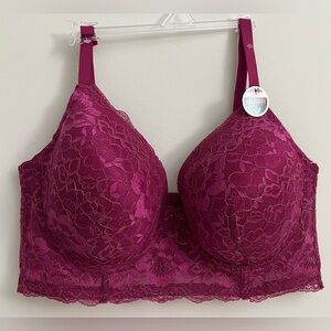 Honeydew Full Figure Lace Bra 40D – Plum Purple Longline Underwire